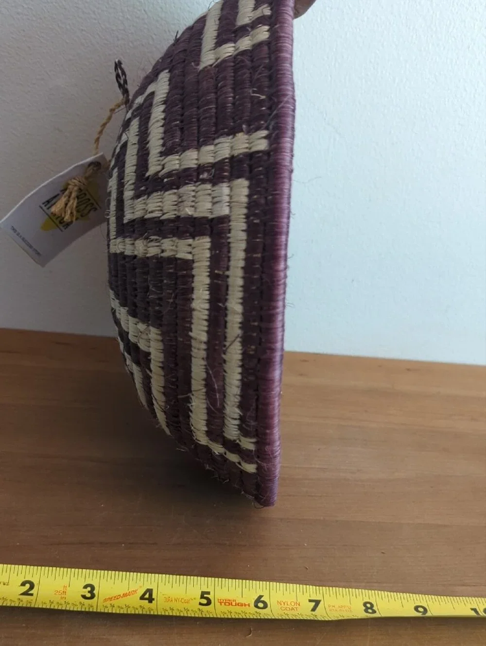 Handwoven Purple and Natural Rattan Decorative Bowl